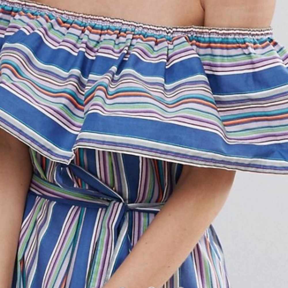 Off the shoulder maxi dress in stripes